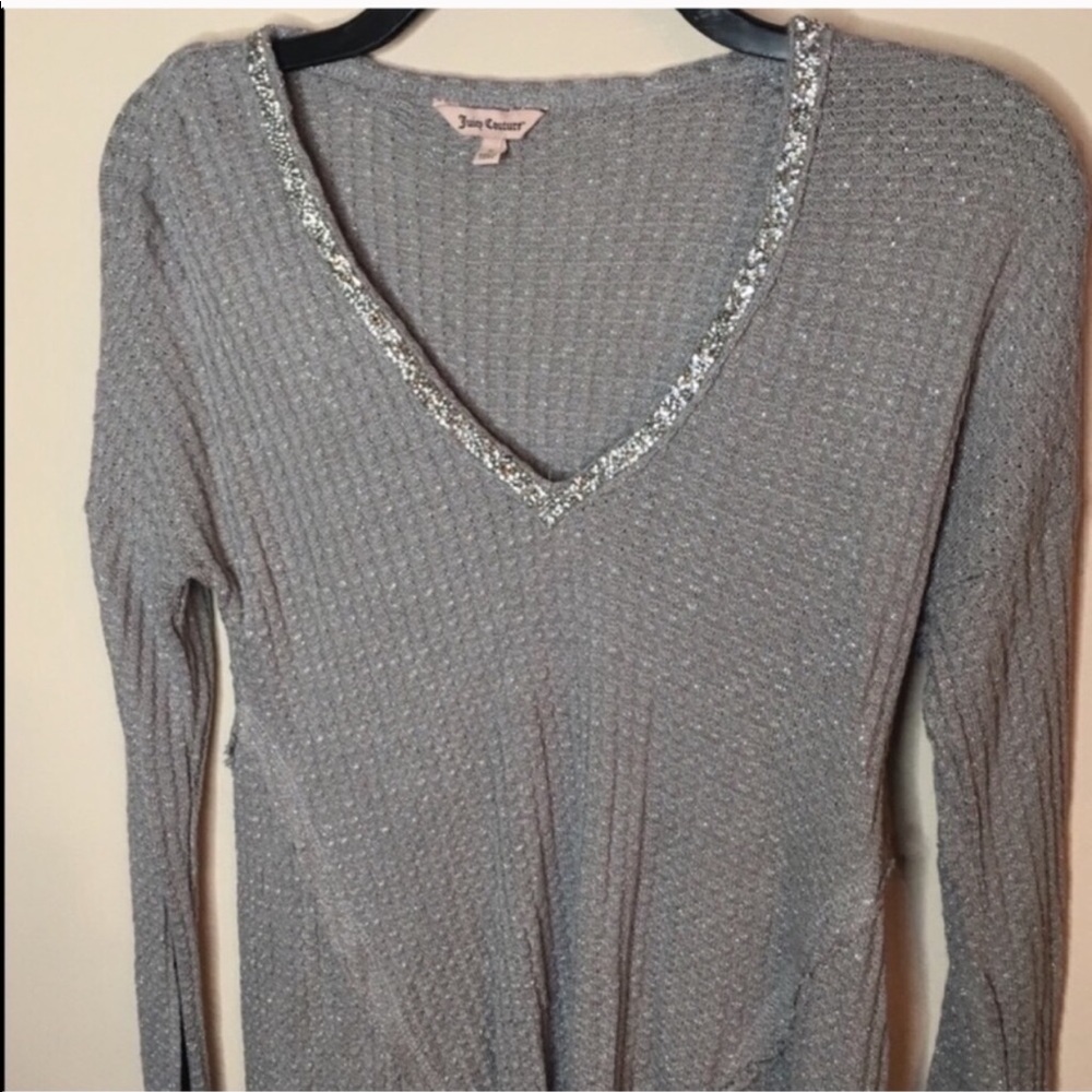 NWT Juicy Couture Silver Sparkle Blouse - Picture 5 of 8